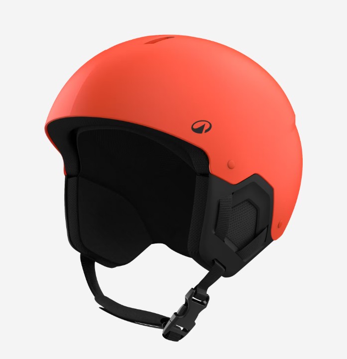 An orange Wedze children's ski helmet. Source: Decathlon
