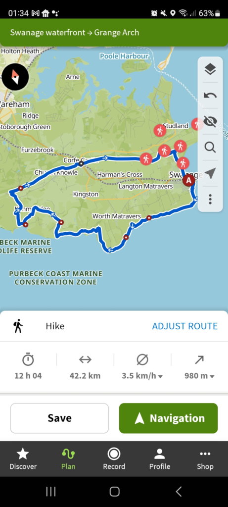 Komoot hiking app