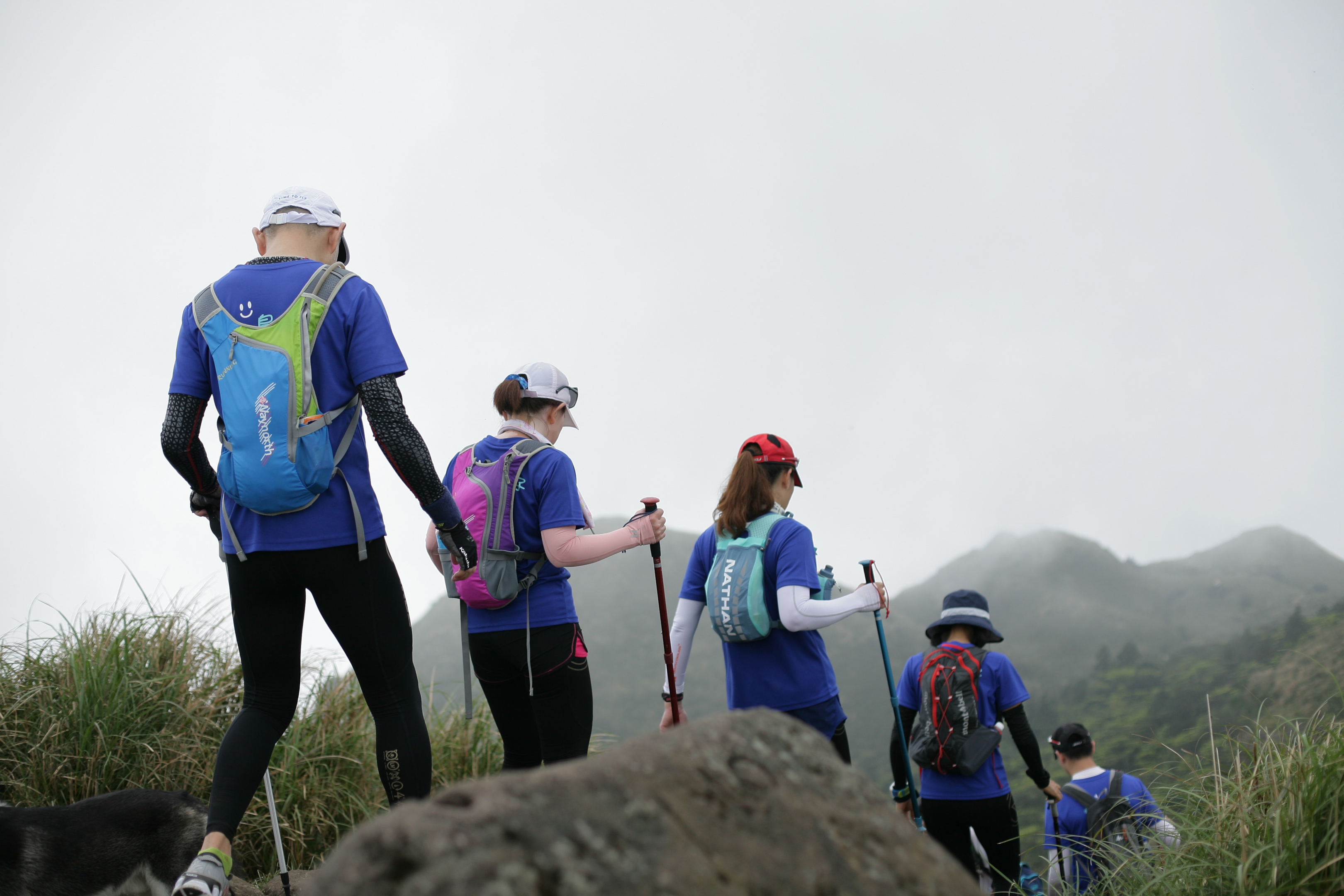 A group of hikers using walking poles. Photo by MChe Lee on Unsplash