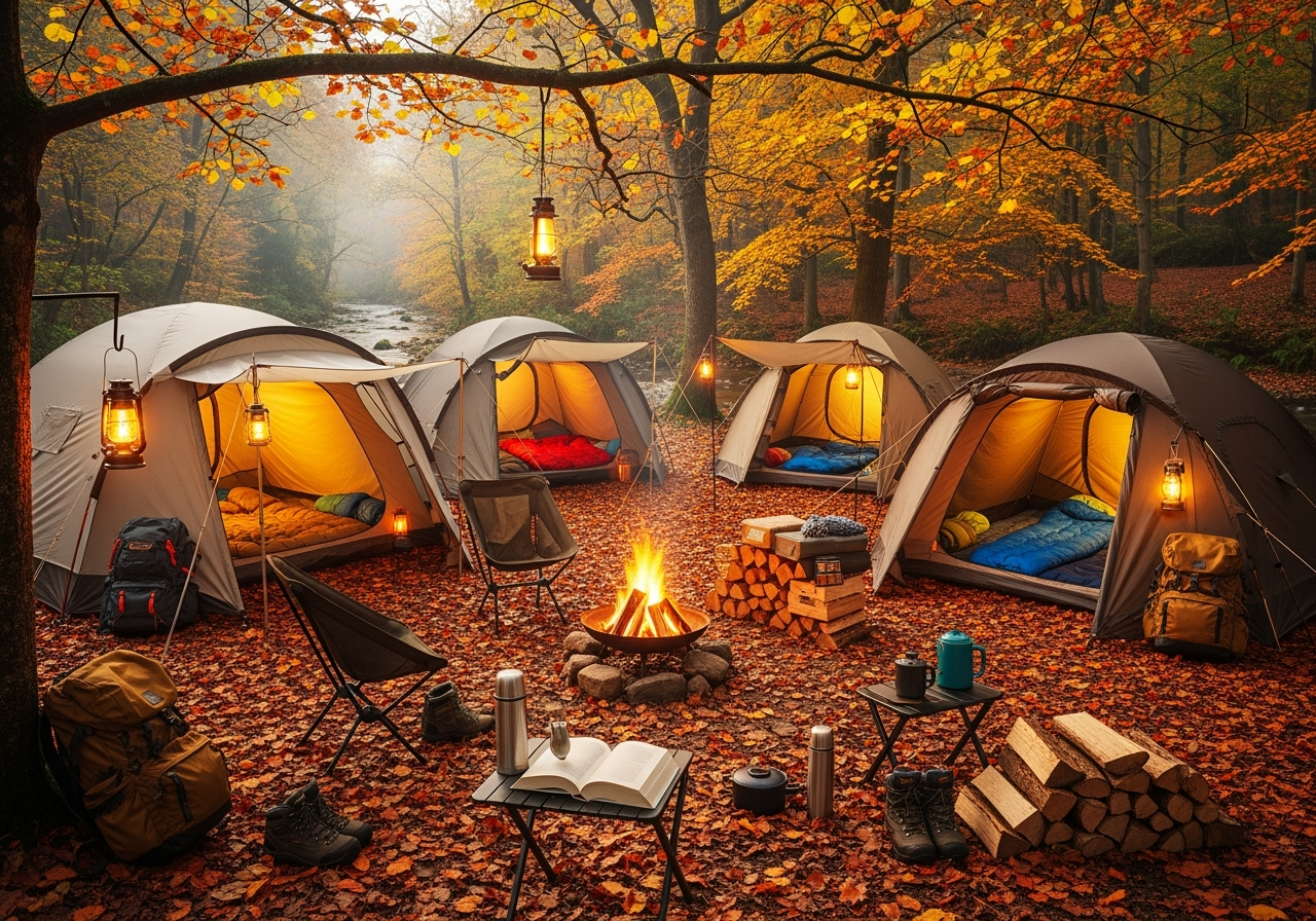 Best Family Tents for Autumn in a forest with autumn colours. Source: Rebecca Campbell