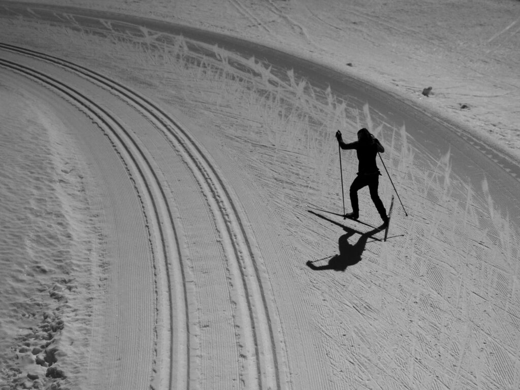 Someone doing Nordic skiing. Photo by Tom Dils on Unsplash