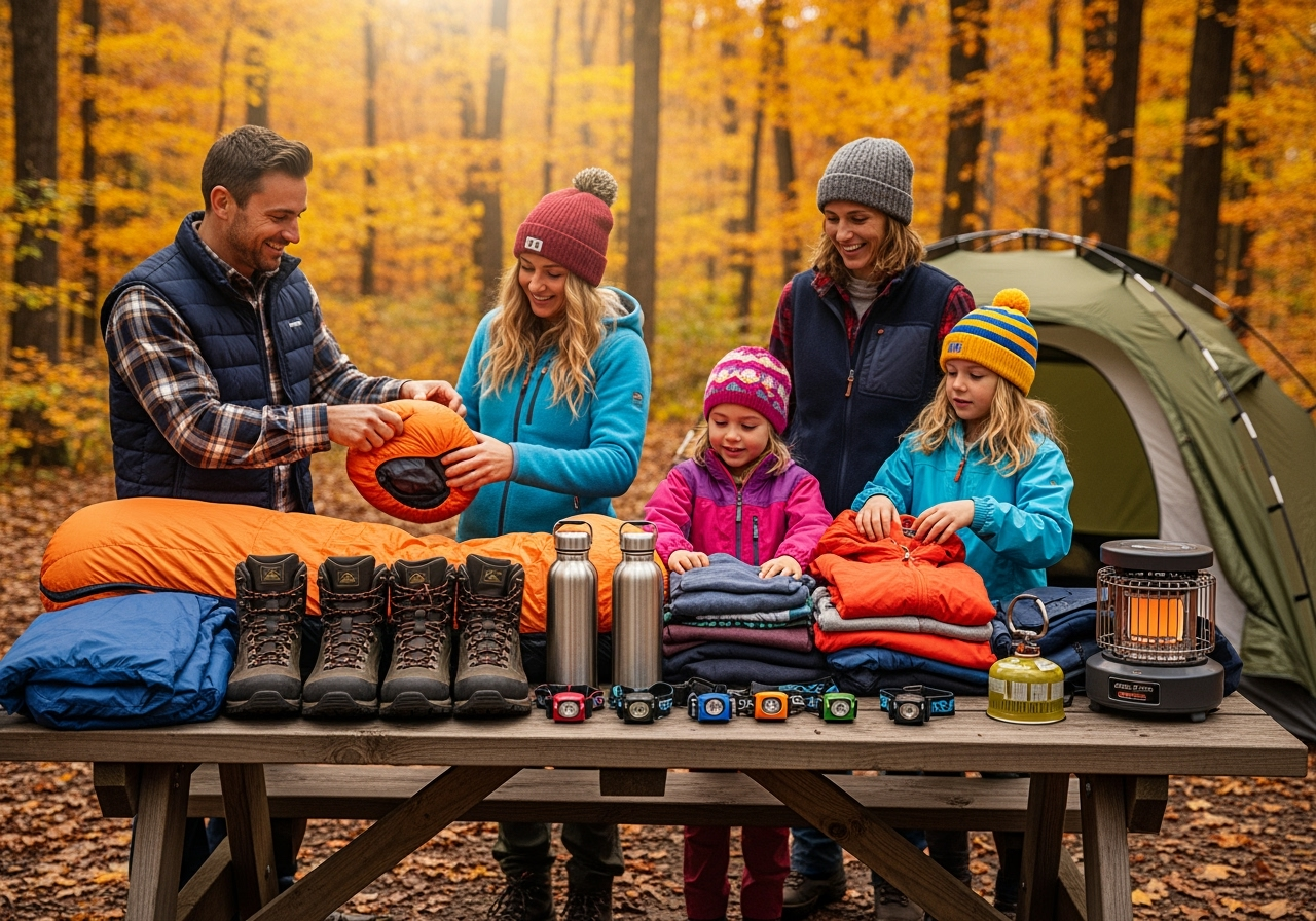 A family checking out their best autumn family gear. Source: Rebecca Campbell Ltd