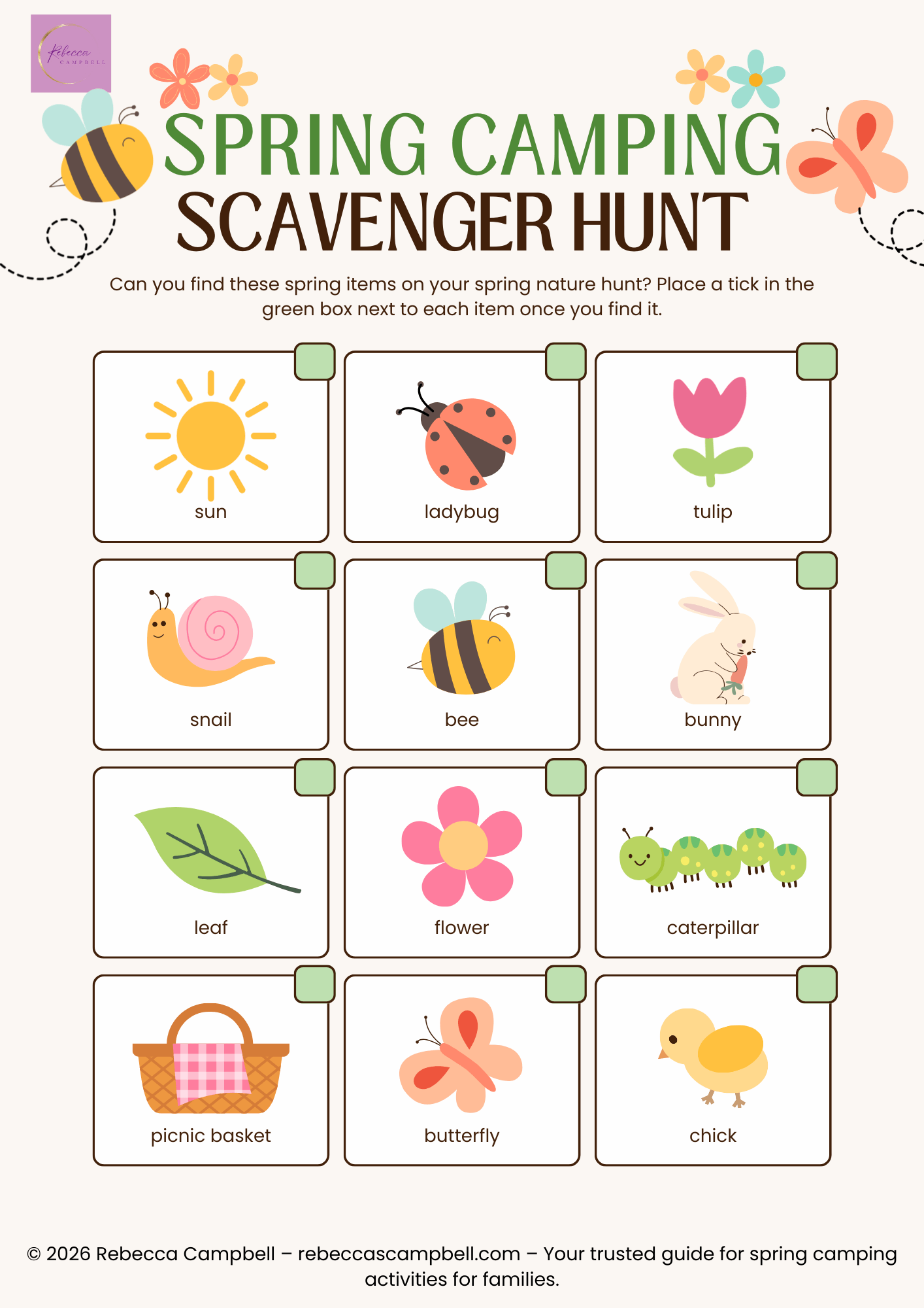 Spring Nature Scavenger Hunt Checklist. Source: Canva