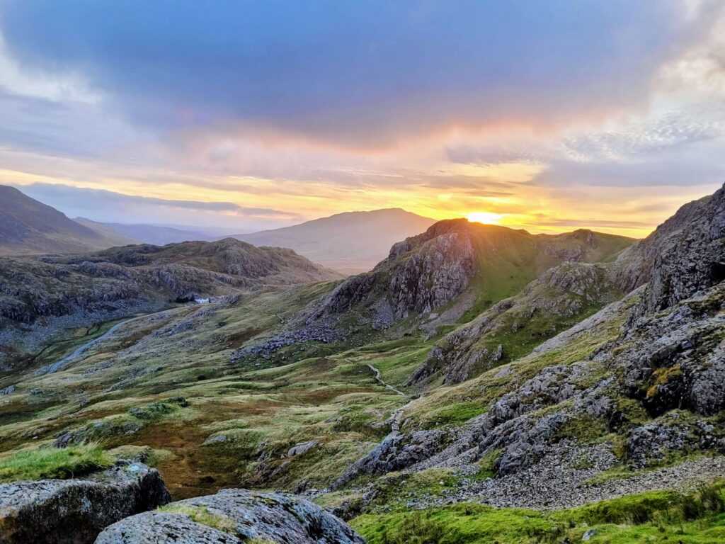 Watching a sunrise along Pen Y Pass toward Snowdon. Source: Rebecca Campbell Ltd