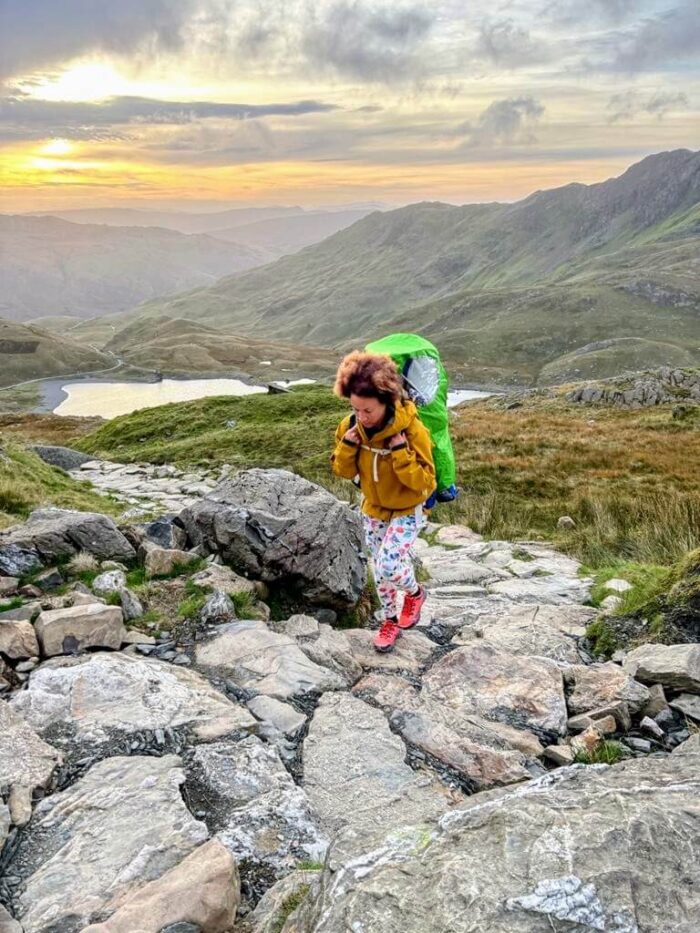 Rebecca and her eldest hiking up Mount Snowdon in Wales. Source: Rebecca Campbell Ltd