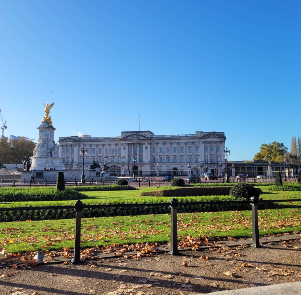 A view of Buckingham Palace on a sunny day in London. Source: Rebecca Campbell Ltd